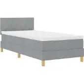 vidaXL LED boxspringbed met hoofdeinde, lichtgrijs, 100 x 200 cm, gestoffeerd