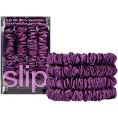 Slip Pure Silk Skinny Scrunchies Dark Purple Haarelastiek 4 st