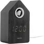 Karlsson Cuckoo LED Wekker | Met Koekoeksklok | 9x15.8x6cm | Black hout