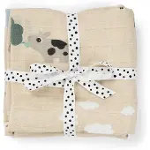 Done by Deer - Burp cloth 2-pack - Tiny farm Sand - 65 x 65 cm