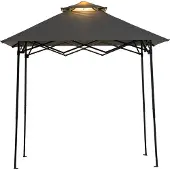 Sunjoy Portable BBQ overkapping grijs met LED verlichting 160x252cm