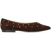 Manfield Donkerbruine suède loafers met studs | Maat 38