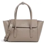 Coccinelle Leren handtas schoudertas Double Beat Grained Leather Handbag Warm Taupe