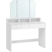 Vasagle Kaptafel met inklapbare spiegel en 2 lades wit