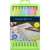 Schneider fineliner - Line-Up – lijnbreedte 0,4mm - pastel - verstelbare pencilcase - 8 stuks assorti kleuren - S-191088