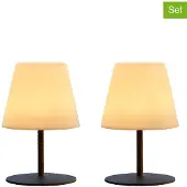 Lumisky Pack of 2 cordless table lamps - - TWINS - H16 cm - Gray steel base - Warm white and white LED