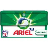 Ariel 3in1 Pods Original – 19 wasmiddelcapsules – Krachtige reiniging – Gemaakt in Frankrijk