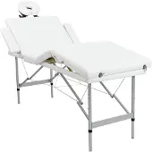 vidaXL Massagetafel inklapbaar met aluminium frame (vier delen / crèmewit)