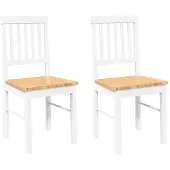 vidaXL Eetkamerstoelen met kussens 2 st massief hout rubber wit