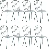 Beliani CALVI - Tuinstoel set van 8 - Blauw - Staal