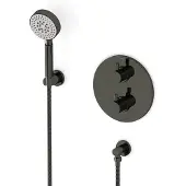 Maxaro Radius inbouw douchekranenset | Zwart chroom Thermostaatkraan met handdouche 5 standen