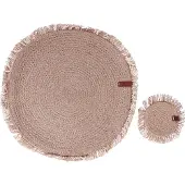 Beliani RIBBERY - Set van 12 placemats en onderzetters - Natuurlijk - Jute