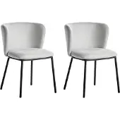 Beliani MINA - Eetkamerstoel set van 2 - Lichtgrijs - Polyester