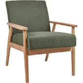 Beliani ESRUM - Fauteuil - Groen - Polyester/Rubberhout