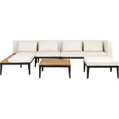 Beliani BRACCIANO - Loungeset 4-zits met ottomaan - Lichtbeige - Acaciahout