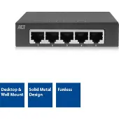 ACT AC4415 Stille 5-Poorts Gigabit Ethernet Switch | Zwart