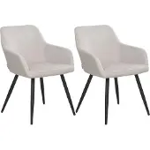 Beliani CASMALIA - Eetkamerstoel set van 2 - Taupe - Fluweel