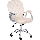 Beliani PRINCESS - Bureaustoel - Beige - Fluweel