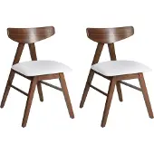 Beliani LACOTA - Eetkamerstoelen set 2 - Donkerbruin/Lichtgrijs - Rubberhout