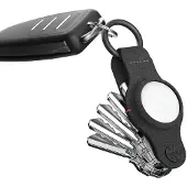 Keysmart Air Vegan Leer AirTag 1 / 2 Sleutelhouder Zwart