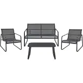 Beliani BARREA - Loungeset-Zwart-Staal