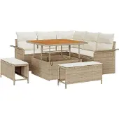 vidaXL Tuinbank Set 8 st Beige poly rattan