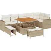 vidaXL Tuinbank Set 11 st 9-Aantal zitplaatsen Beige en Crème