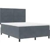 vidaXL LED Box Spring Bed Donkergrijs 140 x 200 cm Fluweel