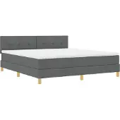 vidaXL LED Box Spring Bed met hoofdeinde Donkergrijs 180 x 200 cm Stof
