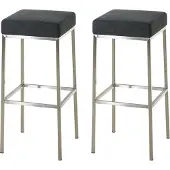 CLP Set van 2 barkrukken Montreal, met beklede zittingen en frame, inclusief voetsteun | Kleur: donkergrijs, frame: roestvrij staal