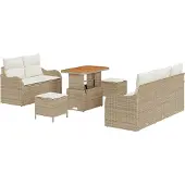 vidaXL Tuinbank Set 8 st 7-Aantal zitplaatsen Beige en Crème