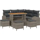 vidaXL Tuinbank Set 9 st 8-Aantal zitplaatsen Grijs
