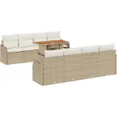 vidaXL Tuinbank Set 9 st Beige Poly rattan
