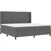 vidaXL LED Box Spring Bed met matras Donkergrijs 200 x 200 cm Stof