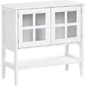 Beliani INLET - Glazen vitrinekast - Wit - MDF