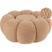 Beliani BEAUFORT - Poef - Lichtbruin - Bouclé