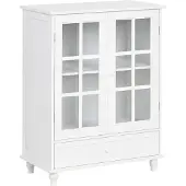 Beliani CARLET - Glazen vitrinekast - Wit - MDF