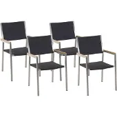 Beliani GROSSETO - Tuinstoel set van 4 - Zwart - PE rotan