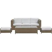 Beliani BELLUNO - Loungeset voor 5 - Wit - PE rotan