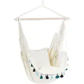 Beliani VARENA - Hangstoel - Beige/Blauw - Katoen