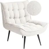 Beliani ALVESTA - Fauteuil - Wit - Bouclé