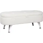 HOMCOM -Sitzbank-Polyester, Metall-114L x 47B x 46,5H cm-Weiß
