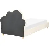 Beliani BELLEVUE - Eenpersoonsbed - Lichtbeige - 90 x 200 cm - Fluweel
