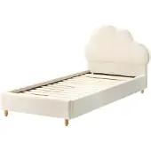 Beliani BELLEVUE - Eenpersoonsbed - Gebroken wit - 90 x 200 cm - Bouclé