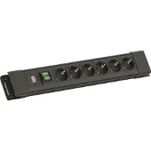 Bachmann CONNECTUS 6xCEE7/3, 1xschakelaar 2,0 m CEE7/7 zwart