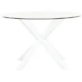 Beliani MALETTO - Tuintafel - Wit - 120 cm - Glas/Aluminium