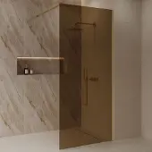 Best design Dalis inloopdouche 90cm geborsteld messing met amber glas