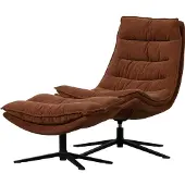 Woood Kube Draaifauteuil Met Hocker - Chenille stof - Bruin