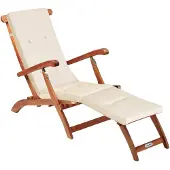 Casaria Ligbed Queen Mary acaciahout FSC-gecertificeerd incl kussen Crème