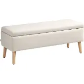 HOMCOM -Sitzbank-Polyester, Kautschukholz-110L x 39B x 45H cm-Beige